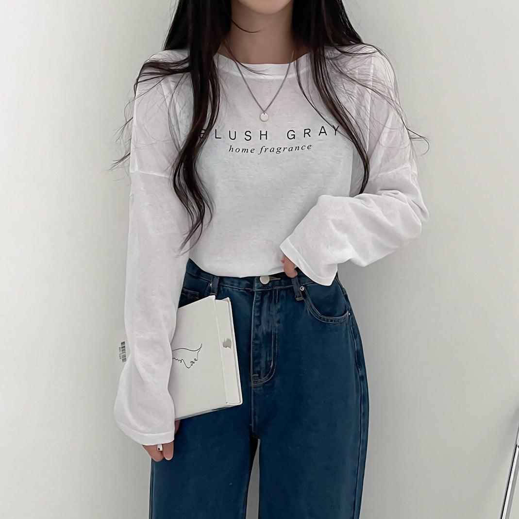 韓製Blush Gray長袖T恤<KR> - IKIMSTORE