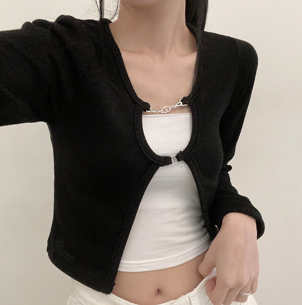 ⛓銀扣鏈短款開衫