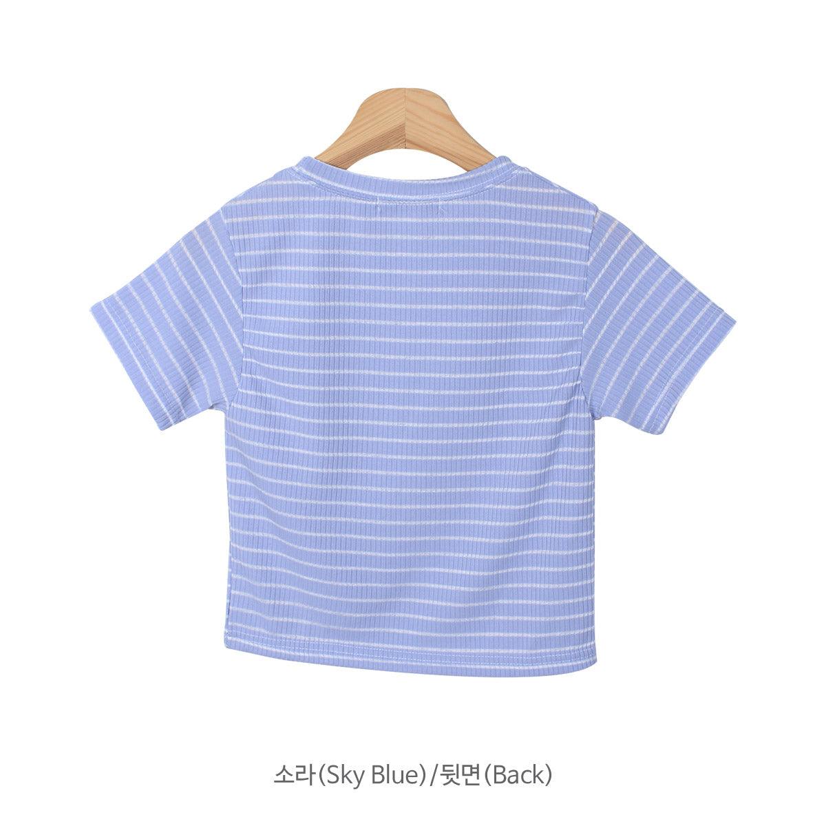 【現貨】日常單品♡ 圓領條紋短款T恤<KR> - IKIMSTORE