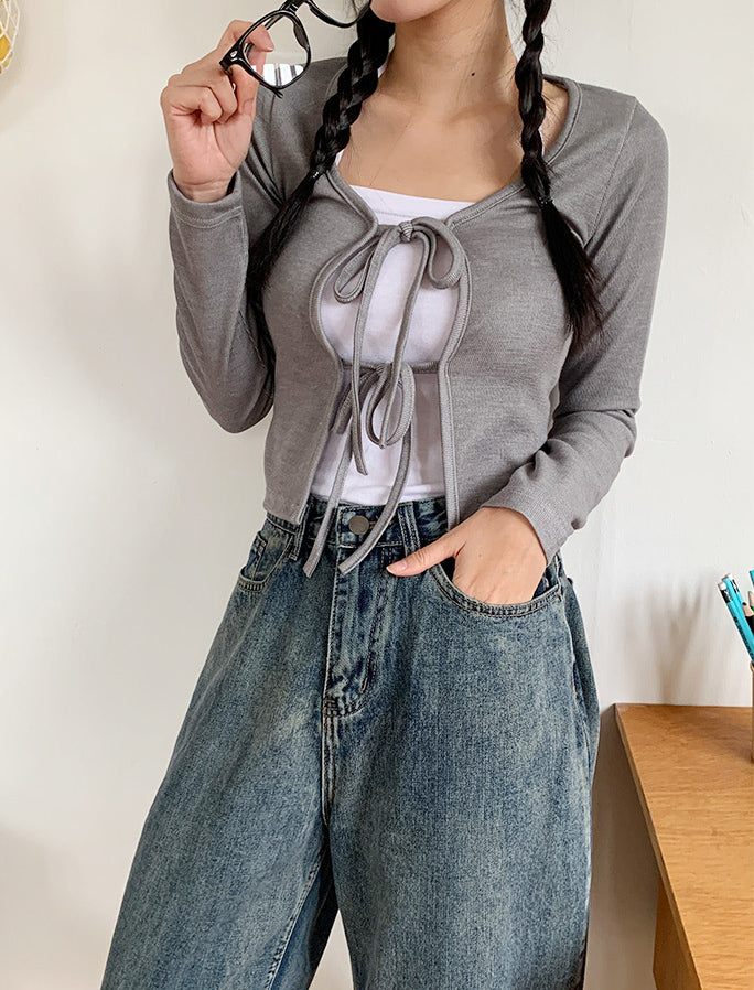 【現貨白黑】✨軟糯雙蝴蝶結cardigan✨