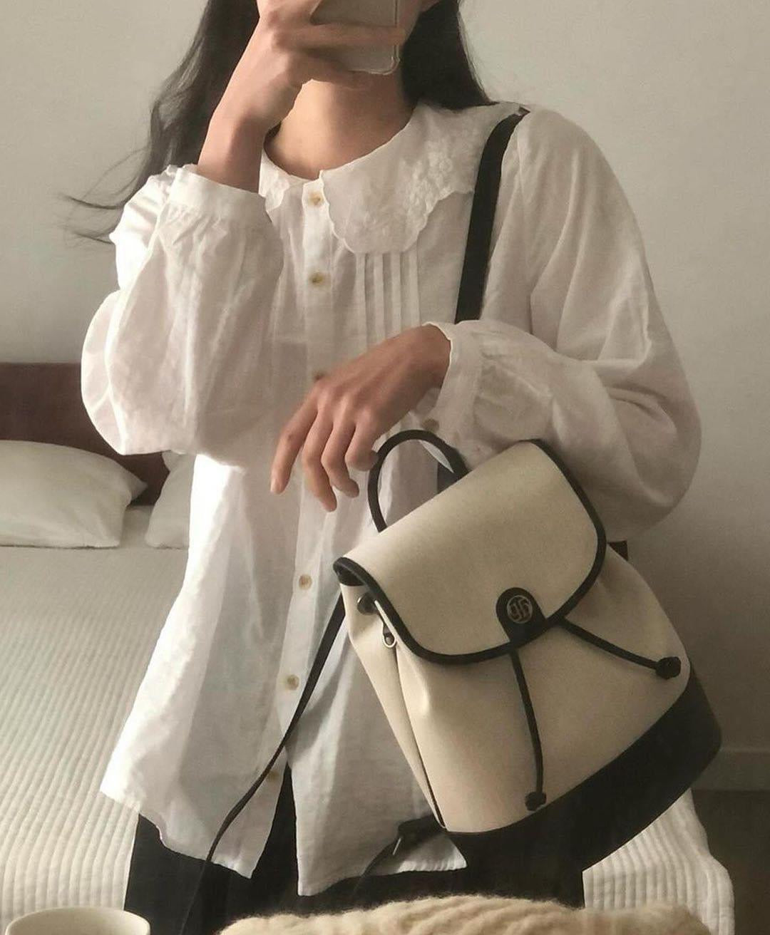 Depound town bag (backpack) - herringbone ivory-🥐法式水桶後背包