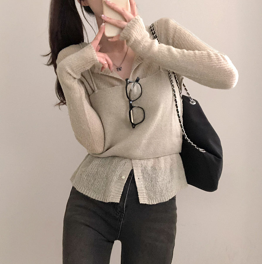 ✨秋日必備！兩件套針織背心＋開衫套裝✨