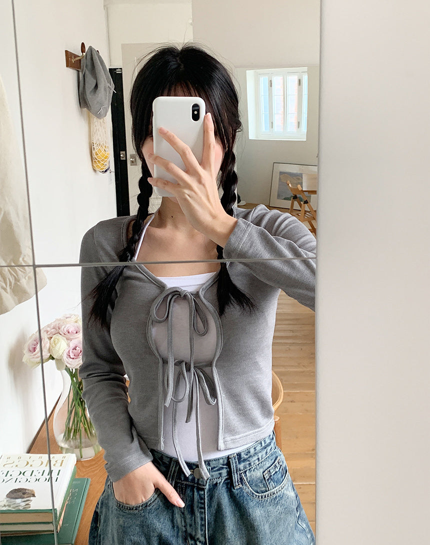 【現貨白黑】✨軟糯雙蝴蝶結cardigan✨