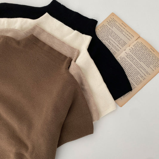 【現貨棕】🍂秋季柔軟半高領短袖針衫