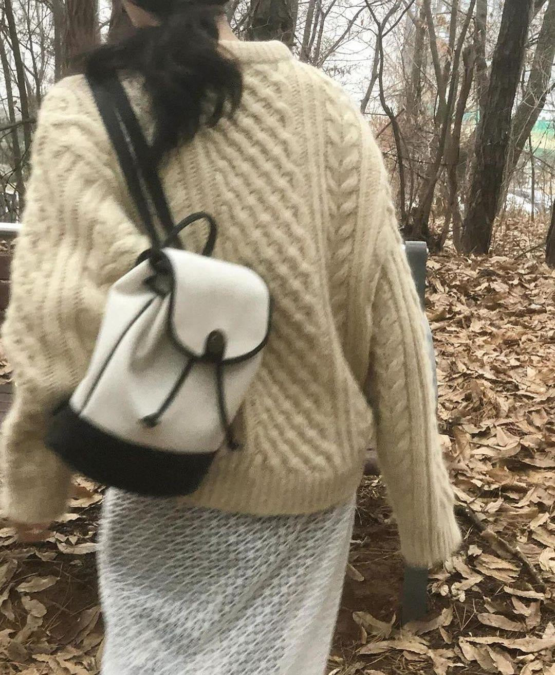 Depound town bag (backpack) - herringbone ivory-🥐法式水桶後背包