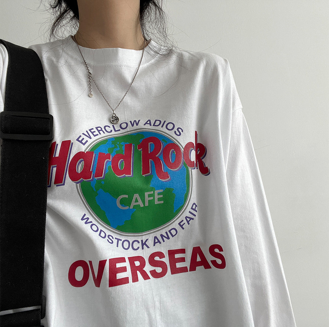 【現貨白】美式寬鬆Hard Rock Tee<KR>