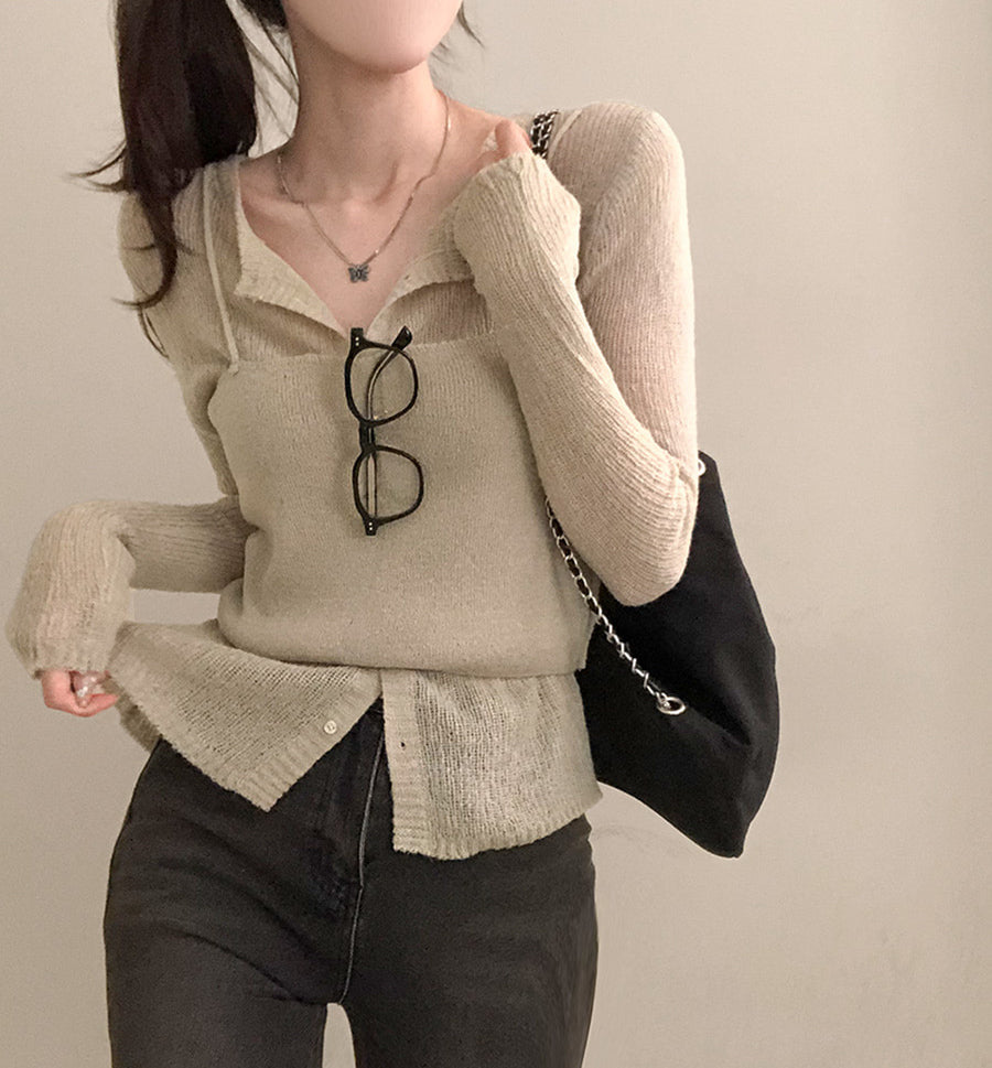 ✨秋日必備！兩件套針織背心＋開衫套裝✨
