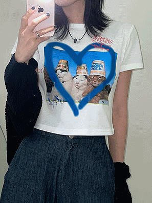 🐈【Cat】可愛貓咪圖案愛心T恤 - IKIMSTORE