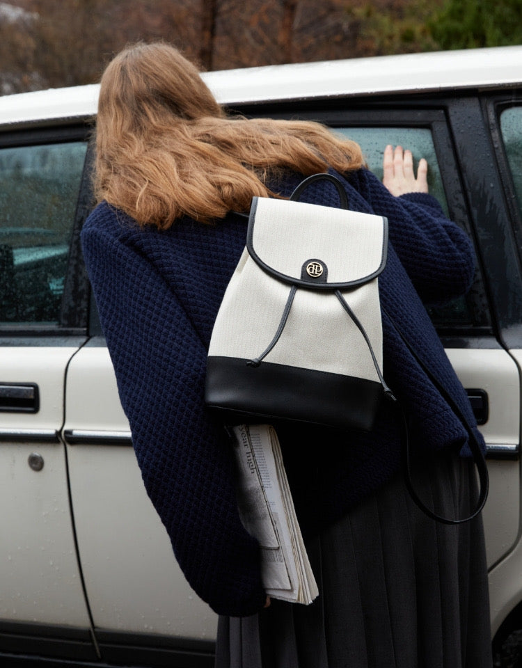 Depound town bag (backpack) - herringbone ivory-🥐法式水桶後背包