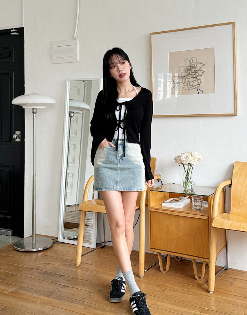 【現貨白黑】✨軟糯雙蝴蝶結cardigan✨