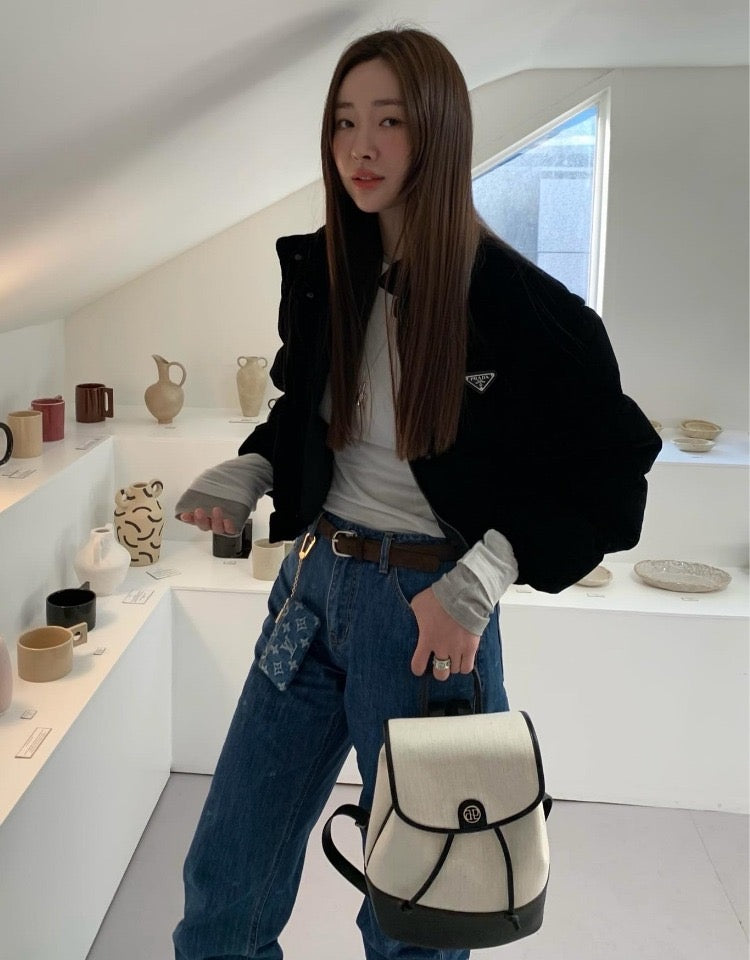 Depound town bag (backpack) - herringbone ivory-🥐法式水桶後背包