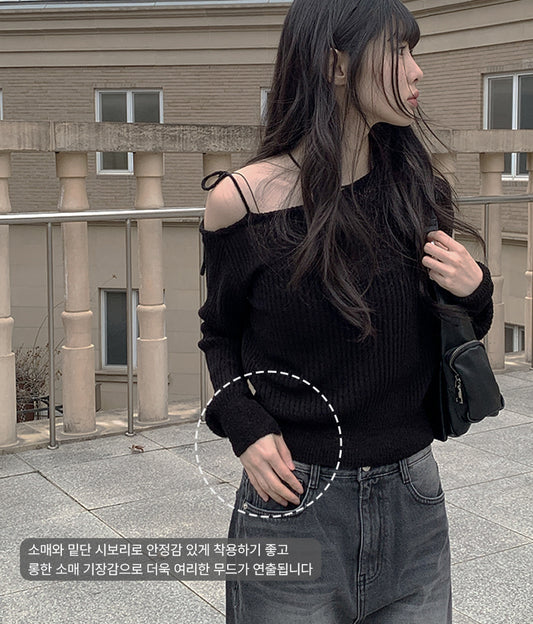 連線價🥞圈圈一字露肩針織衫