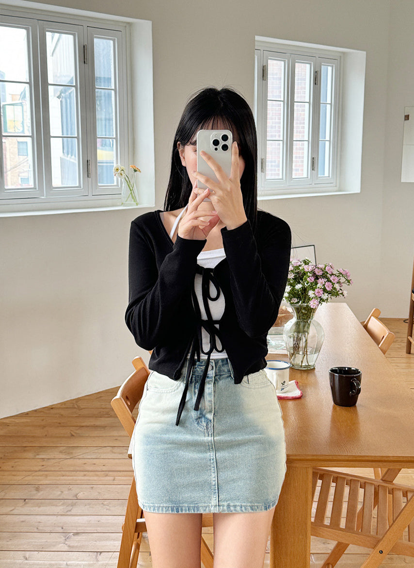 【現貨白黑】✨軟糯雙蝴蝶結cardigan✨