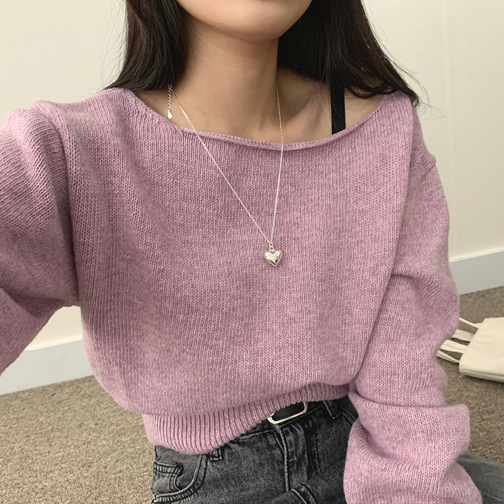 【現貨紫】🥨韓製船領針織衫