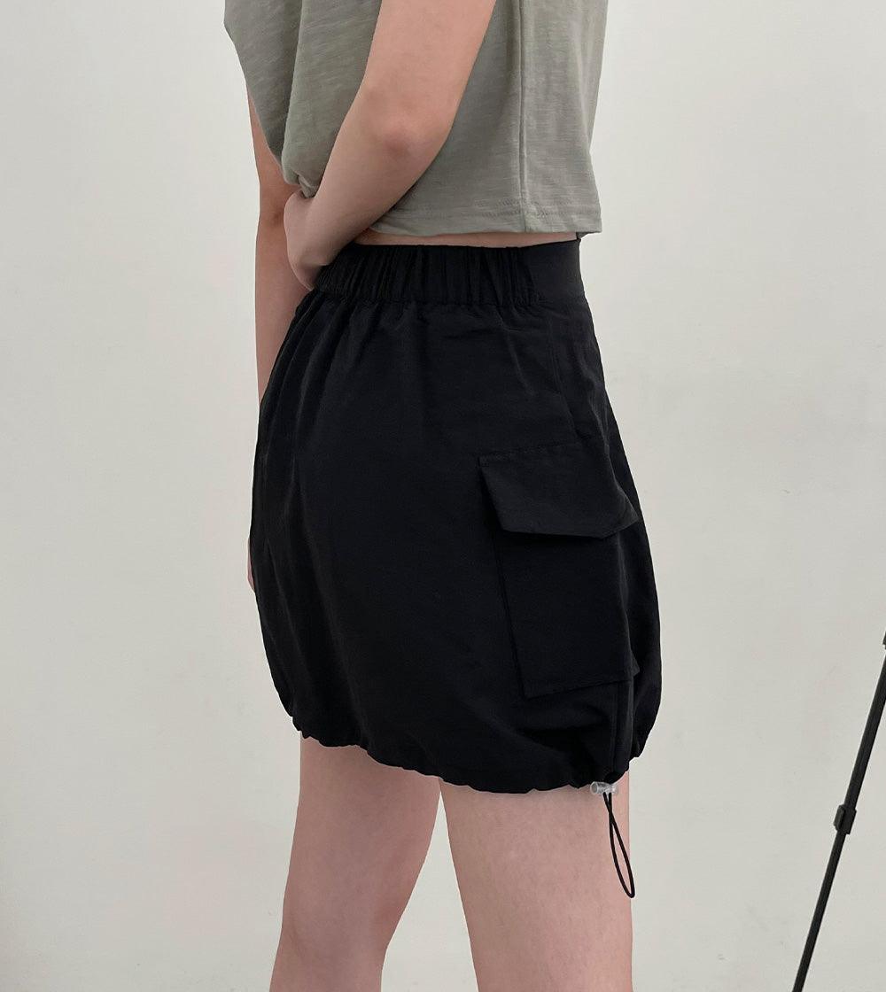 【小眾設計】索繩尼龍短裙<KR> (2color) - IKIMSTORE