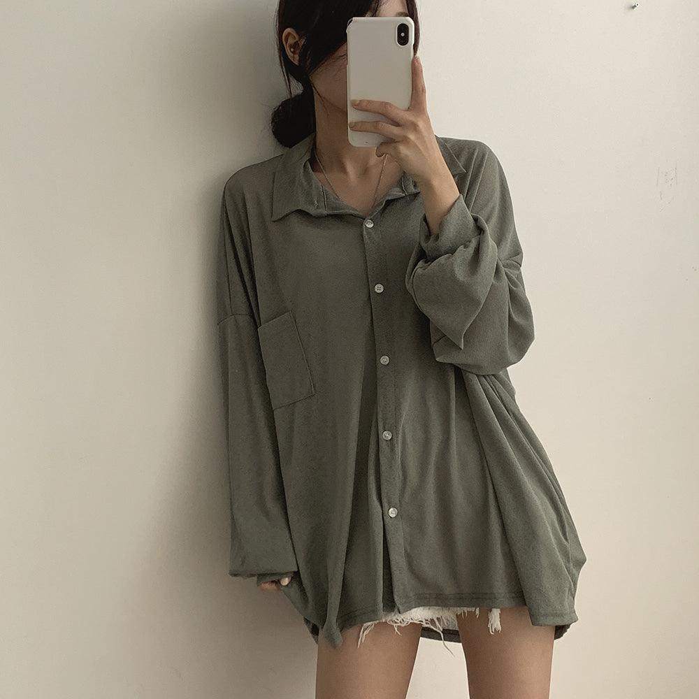 【Oversize】薄款防曬口袋恤衫<KR> - IKIMSTORE