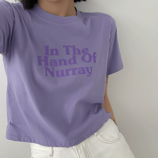 🍬【糖果色】韓製Nurray印字短款T恤<KR>（現貨purple) - IKIMSTORE