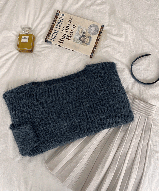 【現貨khaki, blue】🤍韓製絨絨船領針織衫<KR>(5color) - IKIMSTORE