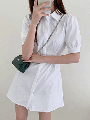 細褶短袖恤衫連衣裙(5color) - IKIMSTORE