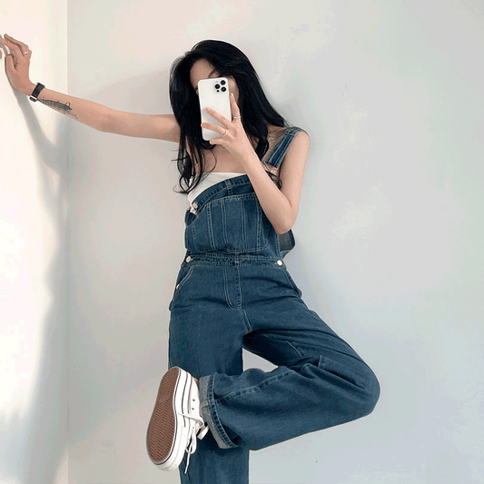 Vintage復古牛仔背帶褲(S-XL) - IKIMSTORE