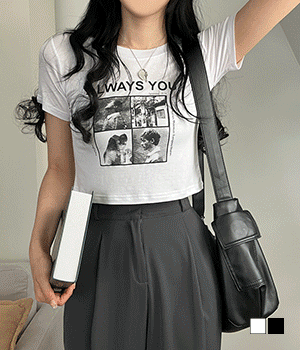 Always You黑白相Crop Tee<KR> - IKIMSTORE