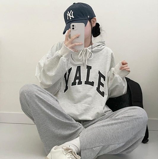 【春季新品】Yale字母印花連帽衛衣(3color) - IKIMSTORE