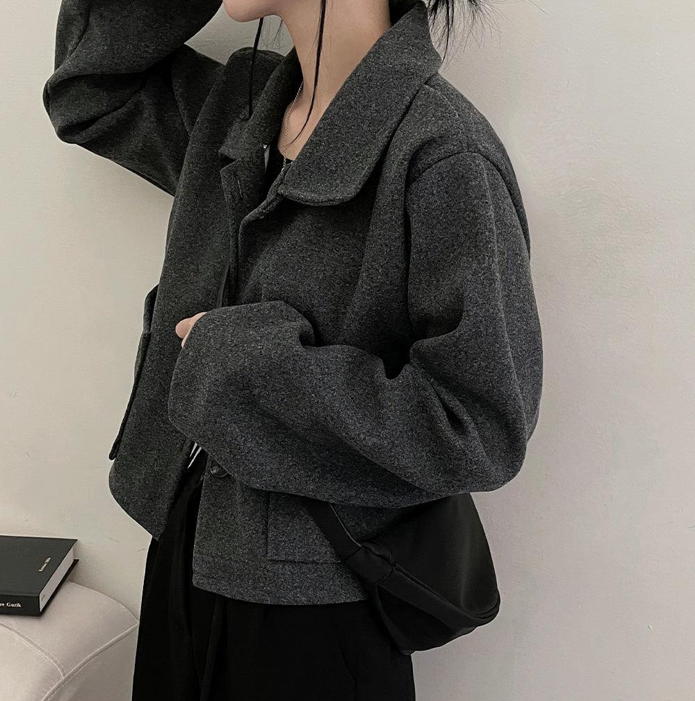 韓製毛呢短款夾克(2color)<KR> - IKIMSTORE