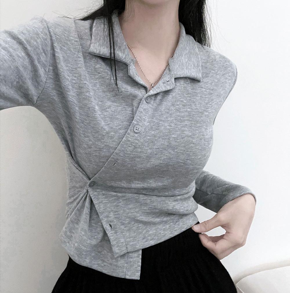 [兩穿] 韓製側鈕短款開衫(4color) - IKIMSTORE