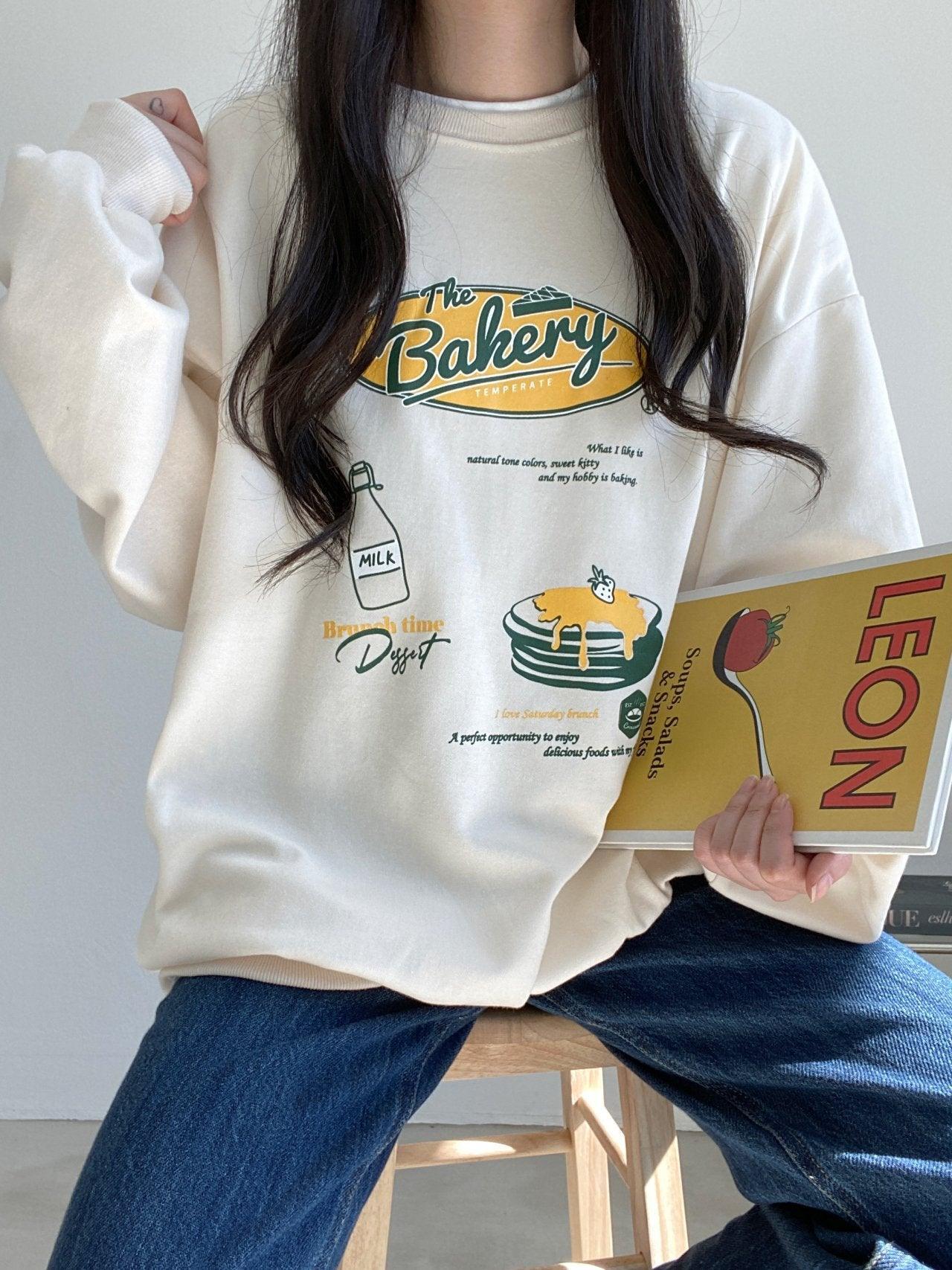 Bakery手繪風衛衣 3色入 <KR> - ikimstore