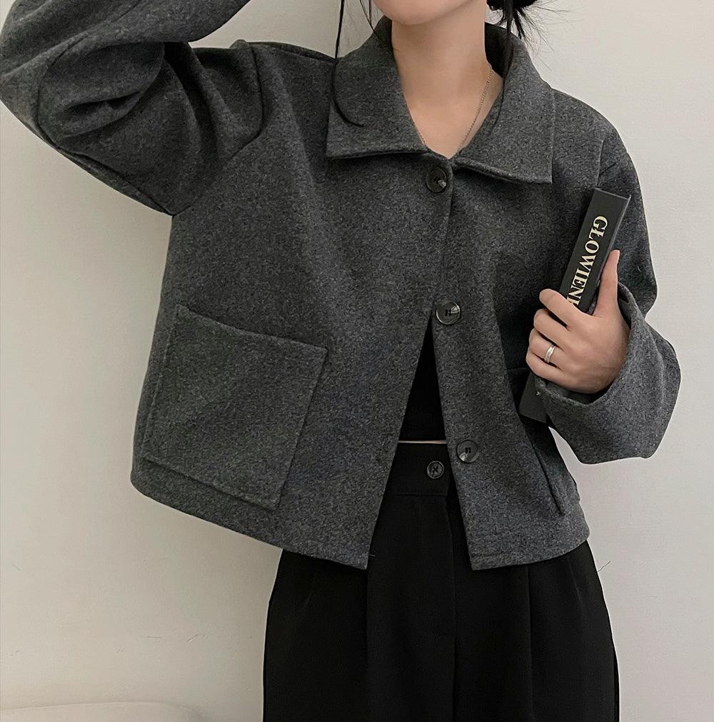 韓製毛呢短款夾克(2color)<KR> - IKIMSTORE