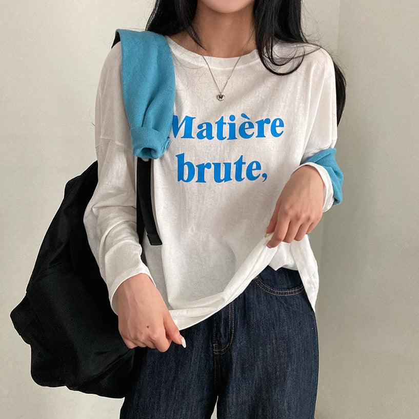 韓製Matière brute,印字長袖T恤<KR> - IKIMSTORE