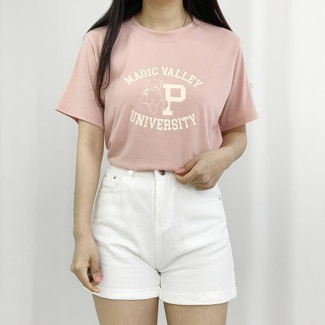 【現貨Pink】大學熊仔🐻短袖T恤<KR> - IKIMSTORE