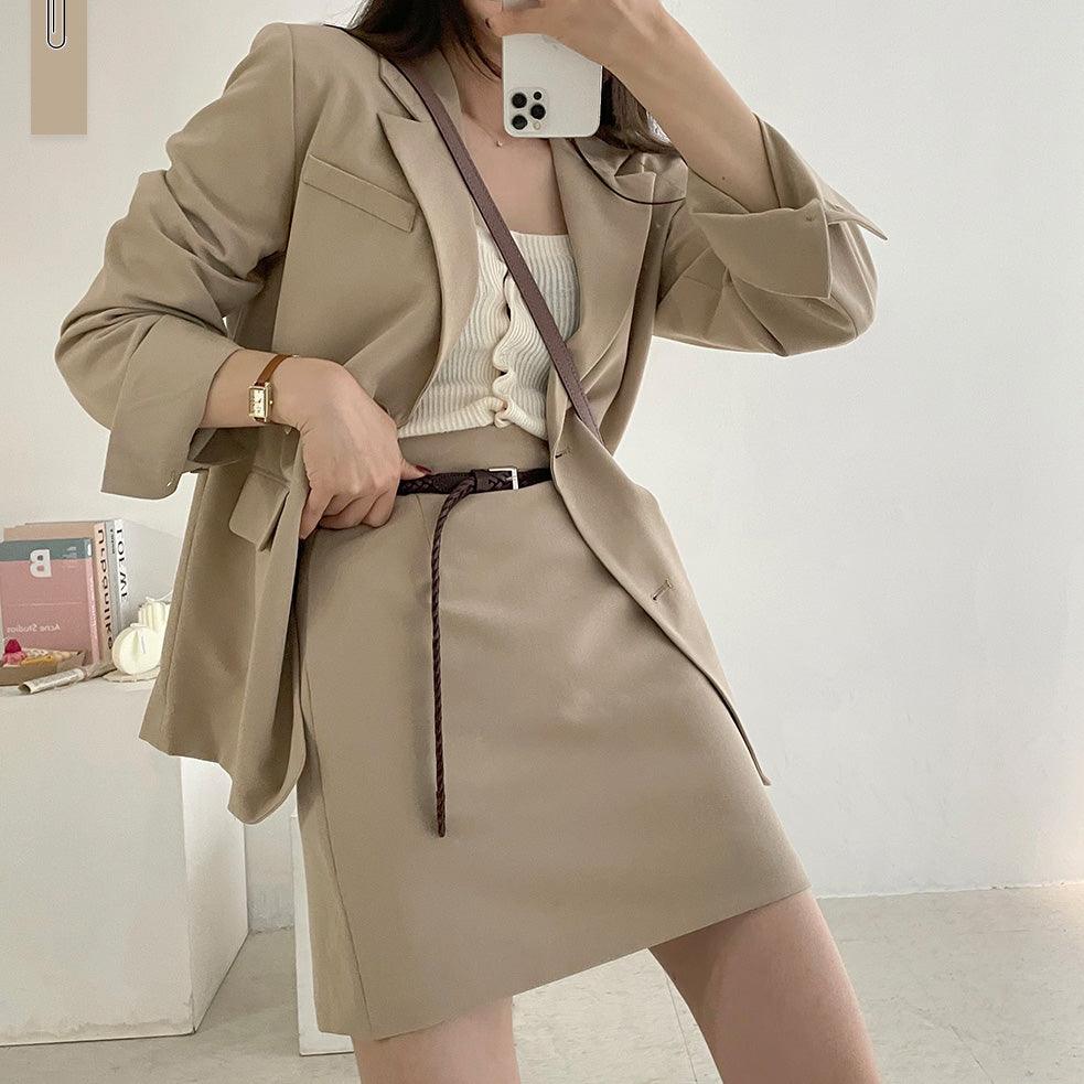【氣質SET】韓系西裝外套+短裙套裝 - IKIMSTORE
