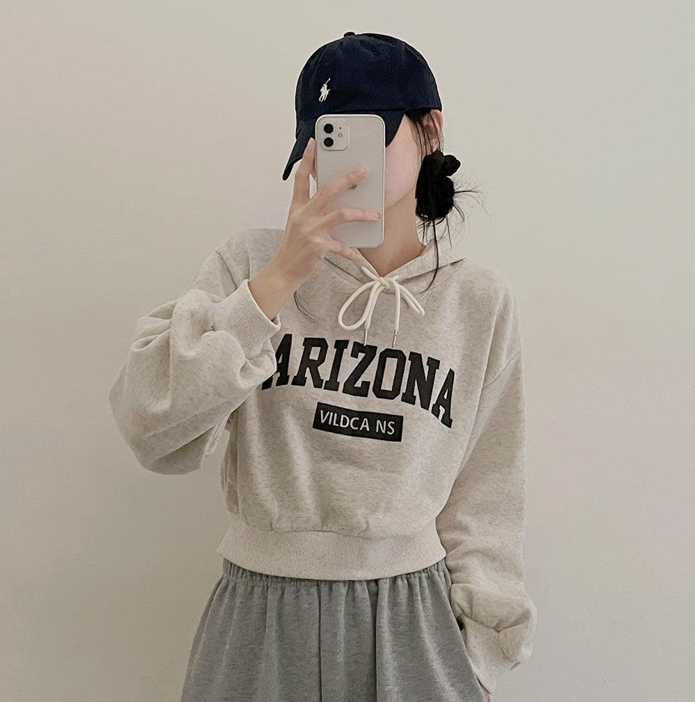 Arizona印花拉絨短款連帽衫(3color) - IKIMSTORE