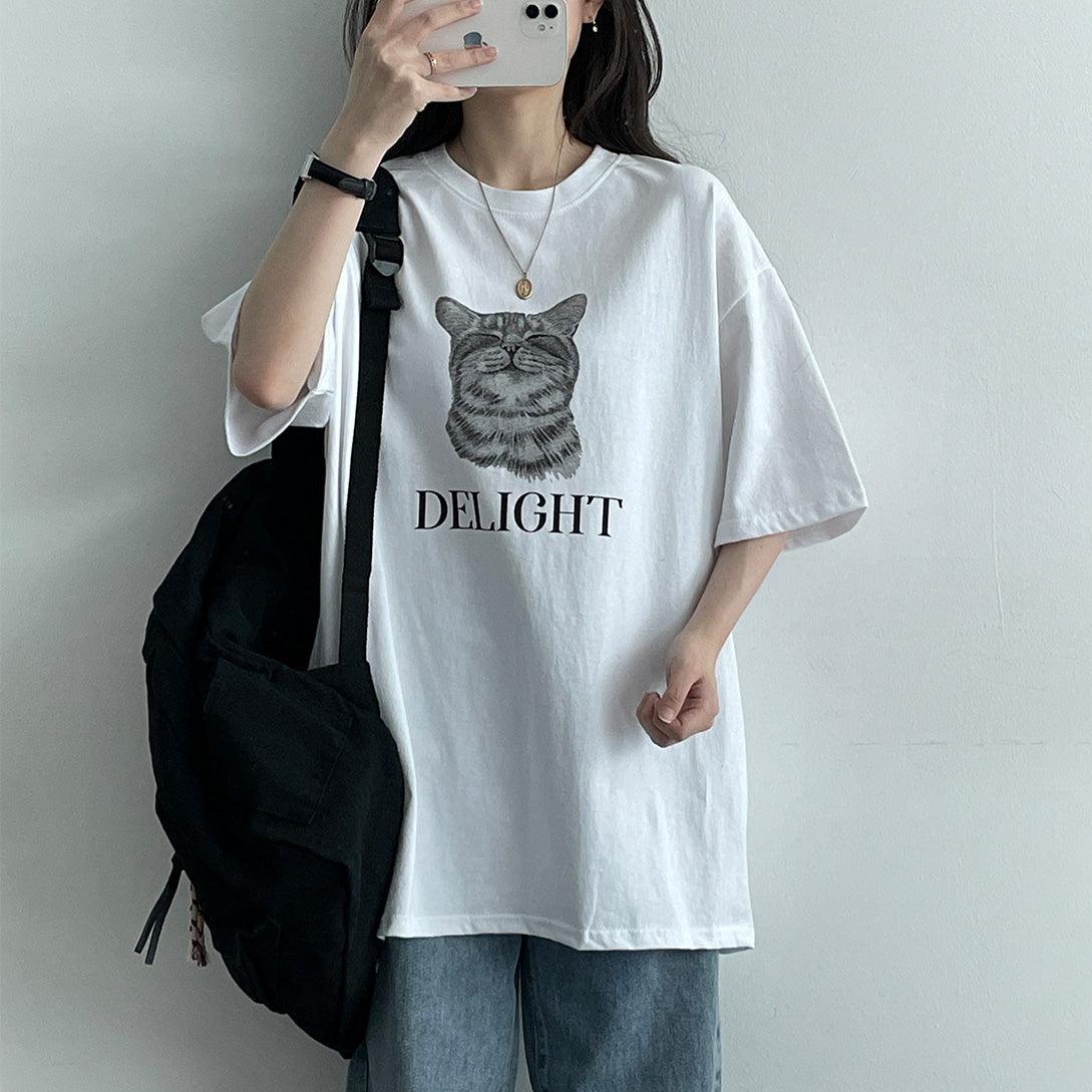 🐈Delight貓咪圖案短袖T恤<KR> - IKIMSTORE