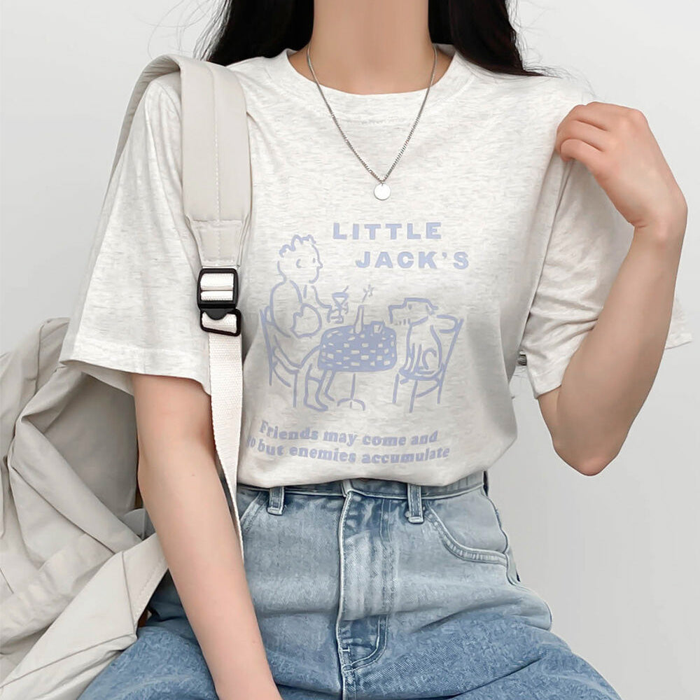 【現貨白灰、燕麥】美式風格Little jack’s短袖T恤<KR>