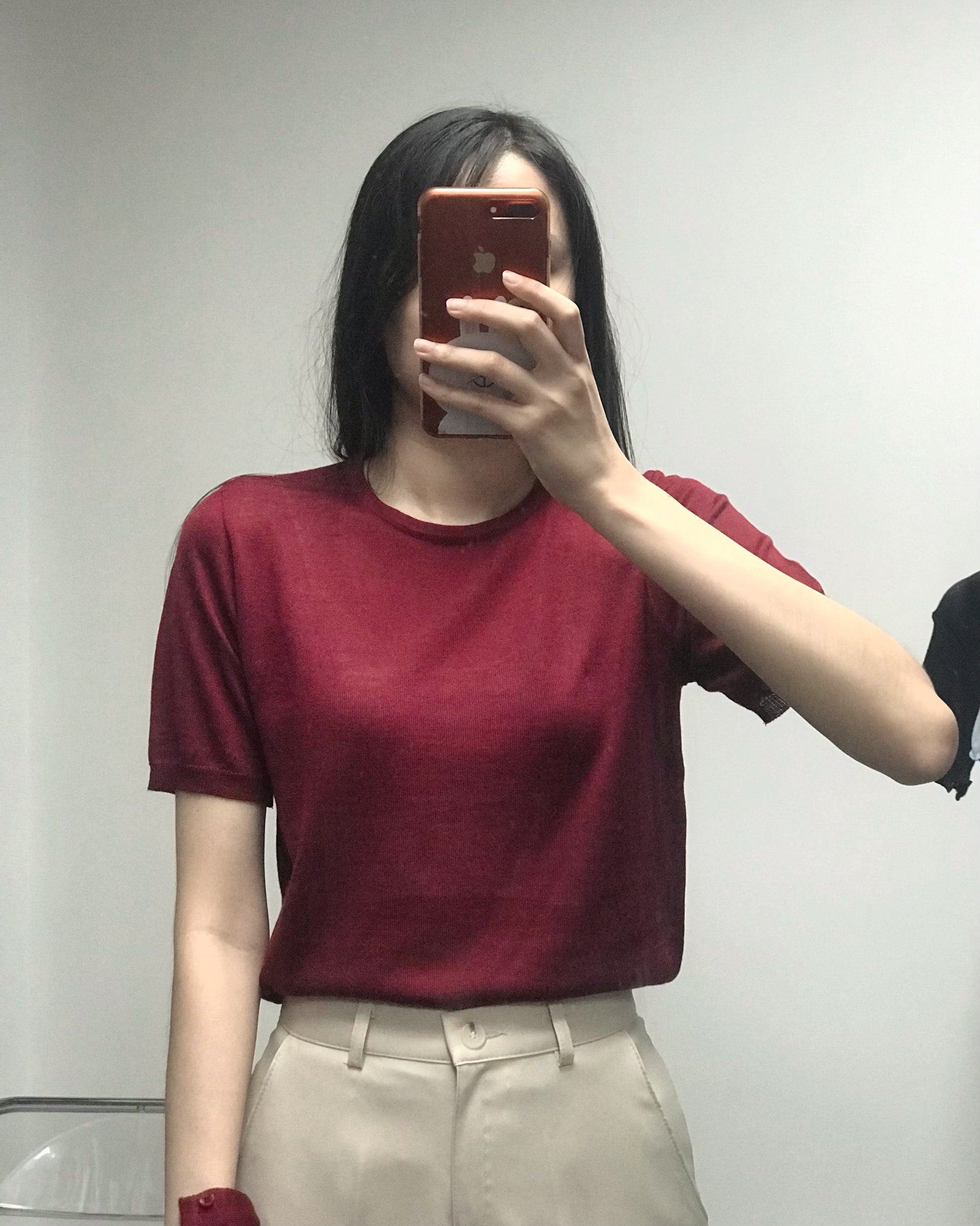 【現貨】🍷法式酒紅針Tee+開衫套裝  <KR> - IKIMSTORE