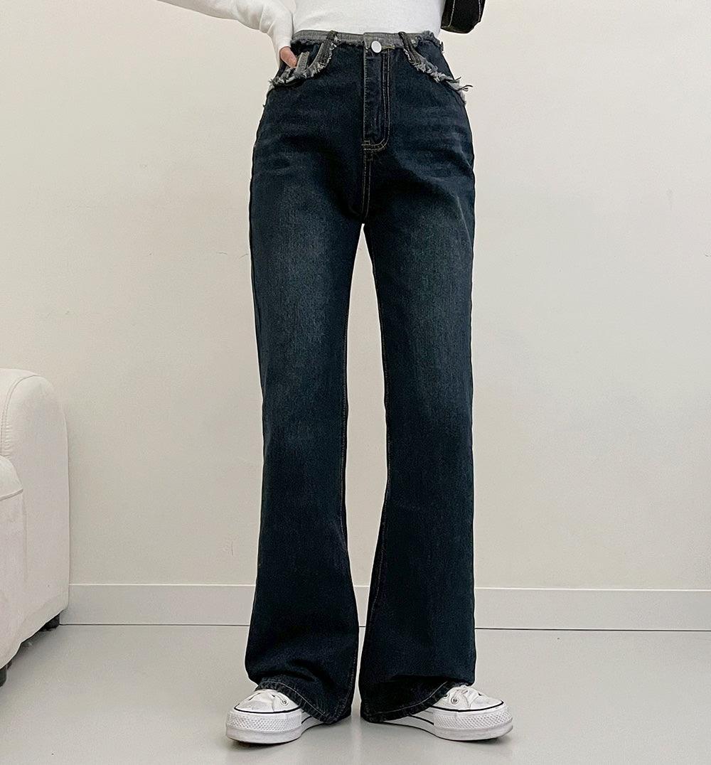 【M碼現貨】磨邊復古喇叭牛仔褲(S-XL) - IKIMSTORE