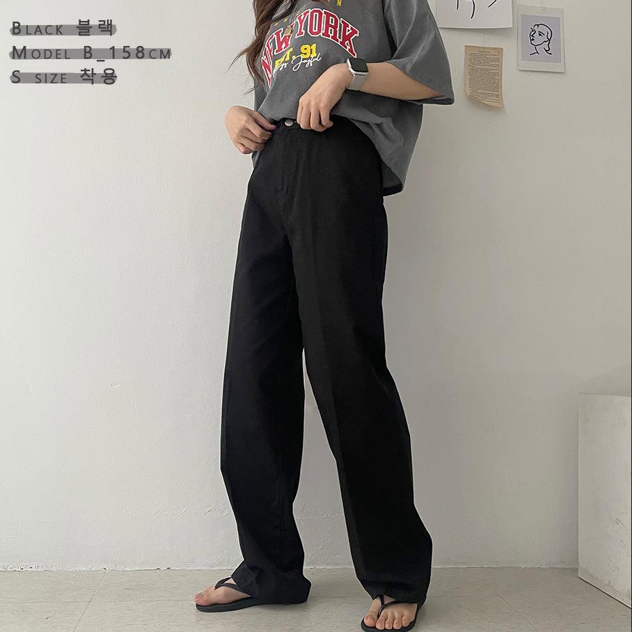 韓製高腰休閒牛仔寬褲<KR>(S-L/3color) - IKIMSTORE