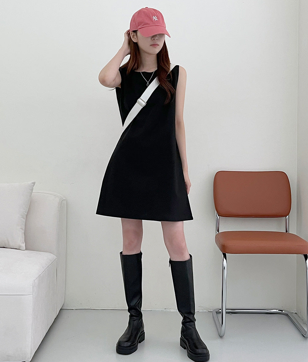 【現貨黑】🍞韓製棉麻背心連衣裙