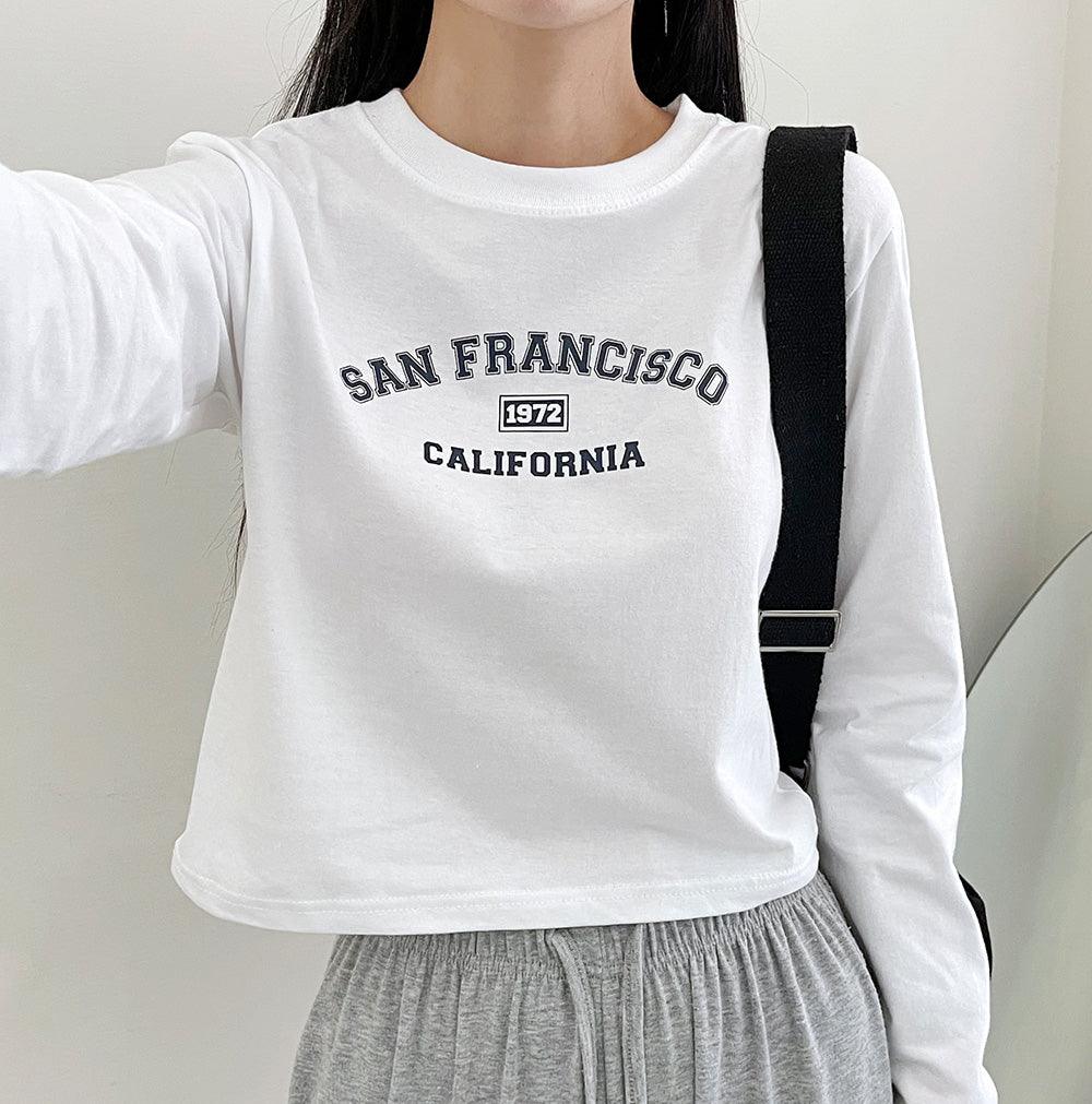 韓製San Francisco英字印花長袖T恤<KR> - IKIMSTORE