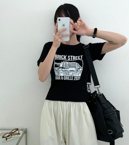 韓製Street羅紋短袖T恤<KR> - IKIMSTORE