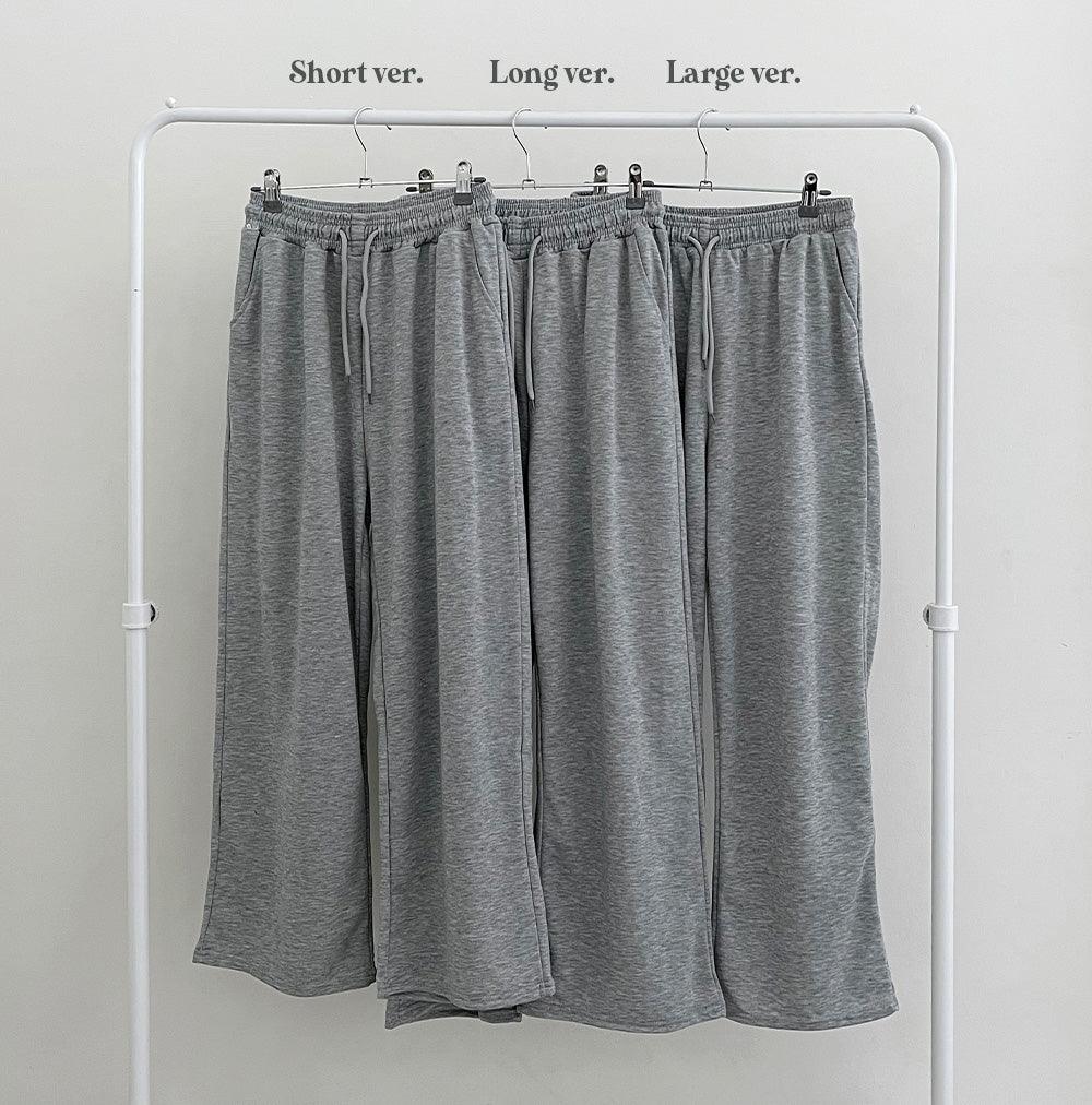 【兩種長度&大碼/拉絨版】寬筒鬆緊腰綁帶休閒褲（3色） - IKIMSTORE