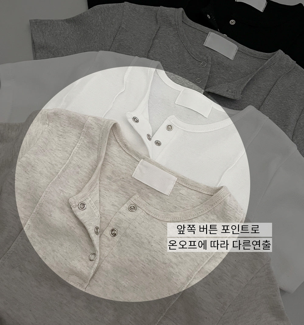 【現貨oat】韓製鈕扣骨線短袖T恤