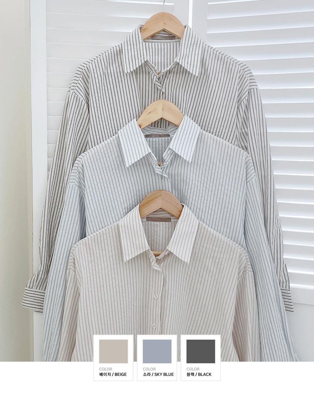 溫柔色系條紋恤衫 (3color) - IKIMSTORE