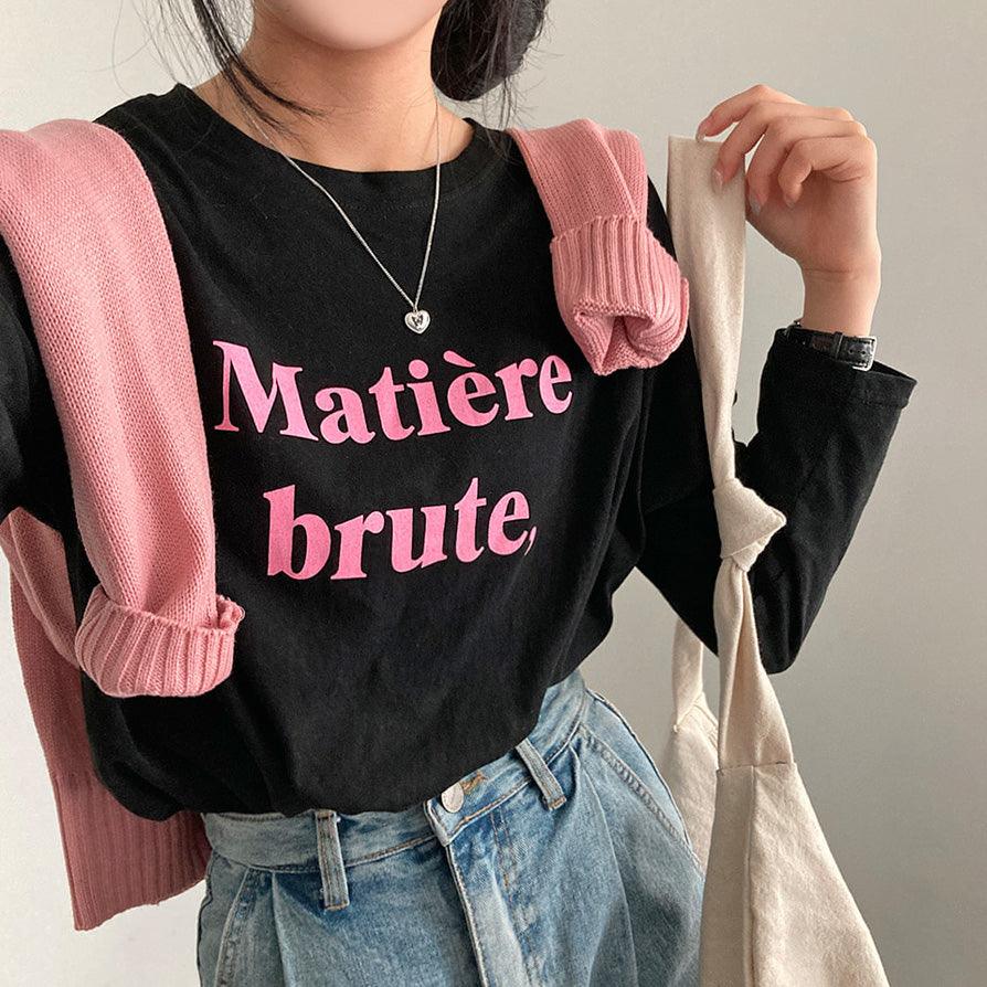 韓製Matière brute,印字長袖T恤<KR> - IKIMSTORE