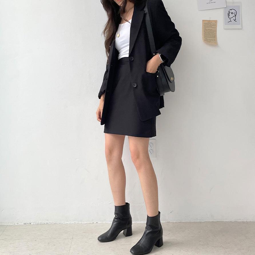 【氣質SET】韓系西裝外套+短裙套裝 - IKIMSTORE