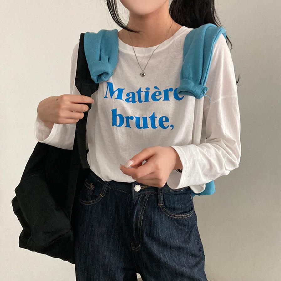 韓製Matière brute,印字長袖T恤<KR> - IKIMSTORE