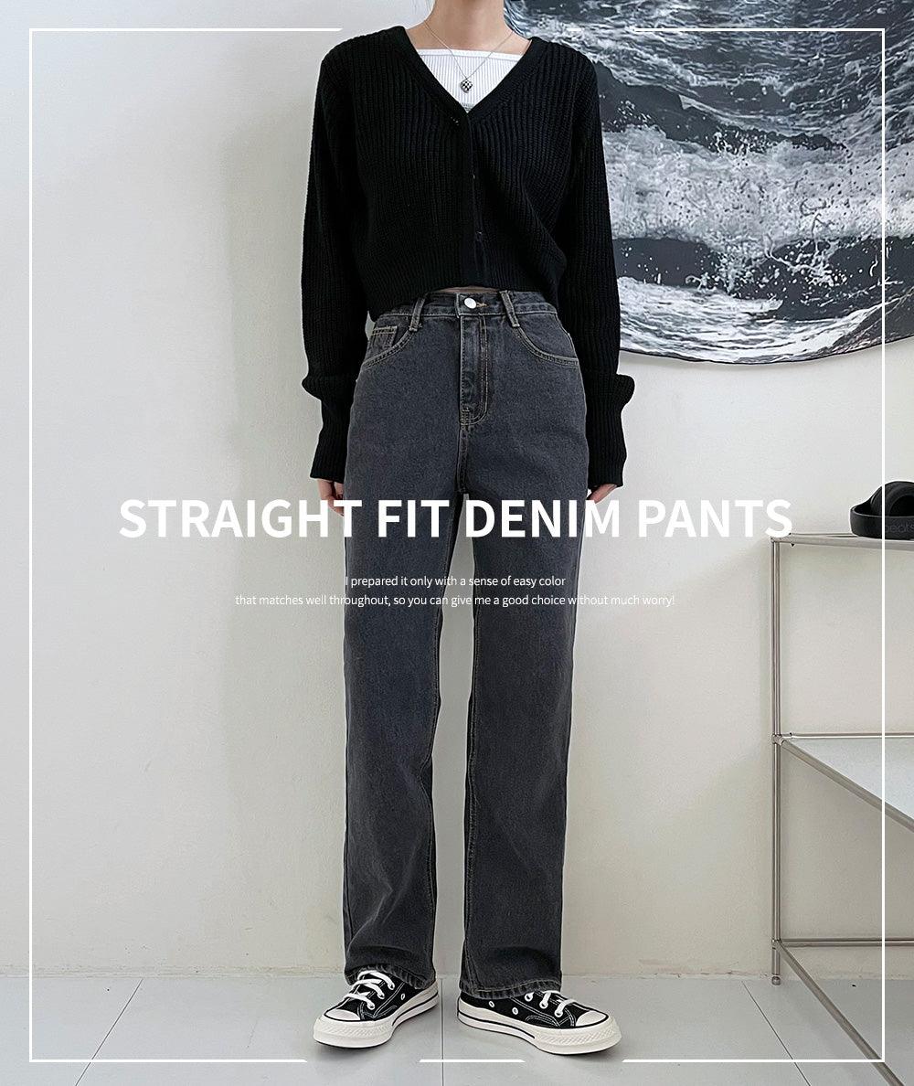 【Straight Fit！】韓製直筒六色牛仔褲<KR>(S-L) - IKIMSTORE