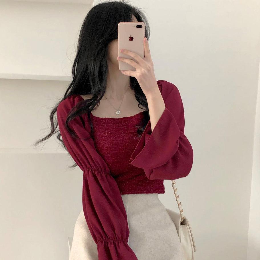 【🍷約會Look/可露肩！】Jasmine Puff Blouse<KR> - IKIMSTORE